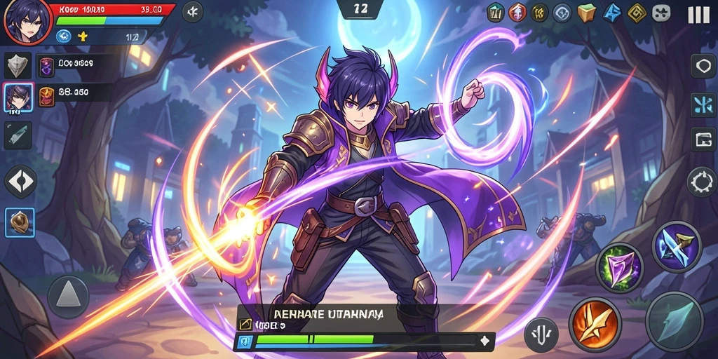 Screenshot menunjukkan antarmuka asli permainan yang menarik.